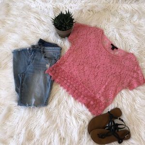 Pink, lace blouse